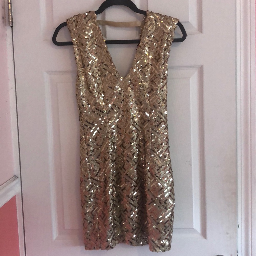 Gold sequin dress